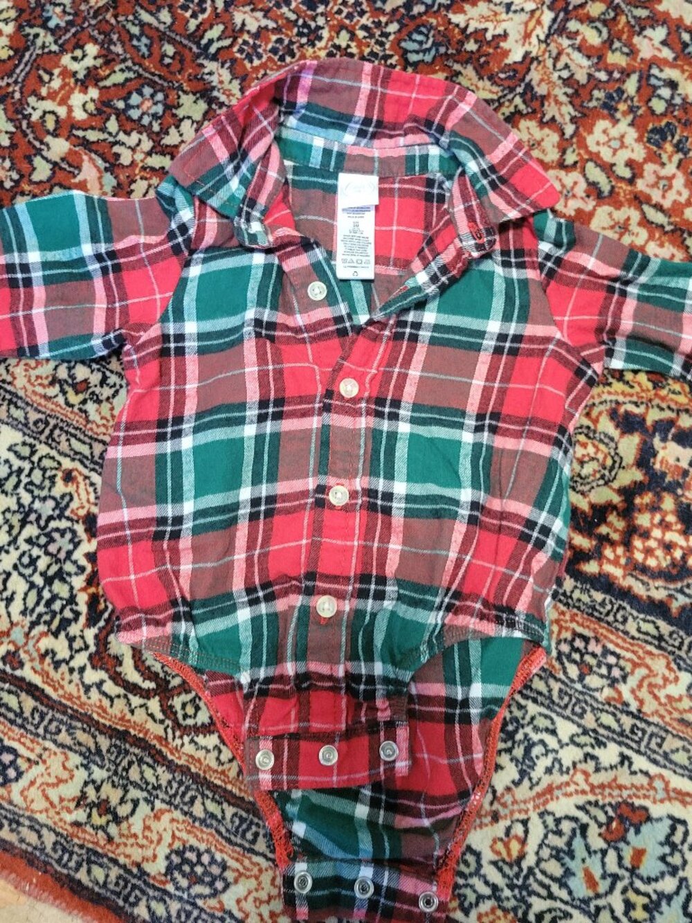Little Me Plaid Onsie Long Sleeve Flannel 100% Cotton